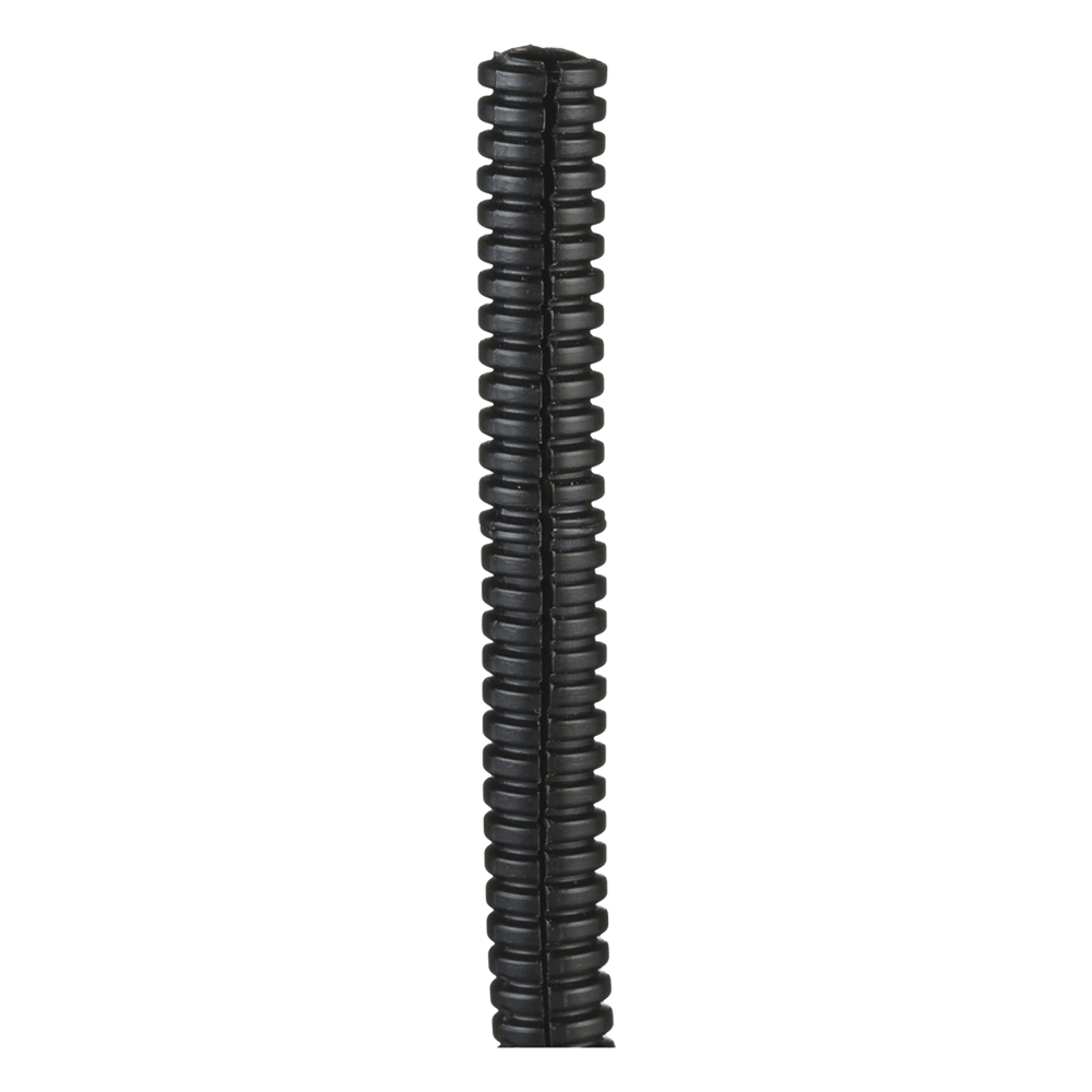 Tubo Corrugado Abierto para Protección de Cables, .38in (9.7 mm) de Diámetro, 30.5 m de Largo, Color Negro
