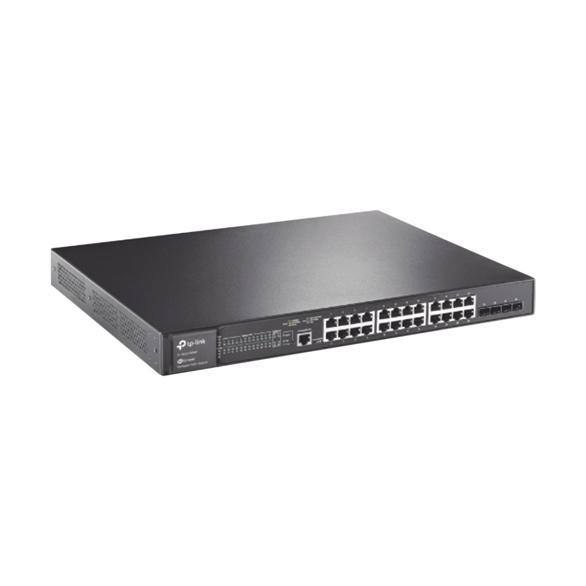 Switch L2+ Omada PoE+ / 24 Puertos PoE+ 10/100/1000 Mbps / 4 Puertos SFP 1G / 2 Puertos Consola (RJ45 y microUSB) / Administración Centralizada Omada o Stand-Alone / Multicast IGMP / Calidad de Servicio / Presupuesto PoE 384W / Montaje en Rack