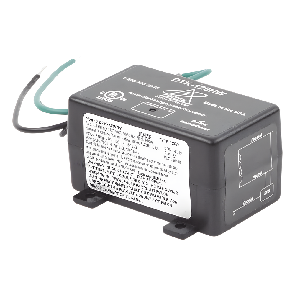 Protector 120 VCA / 15 A / NEMA 4X Exterior / LED Diagnóstico / Paneles de Incendio y Motores