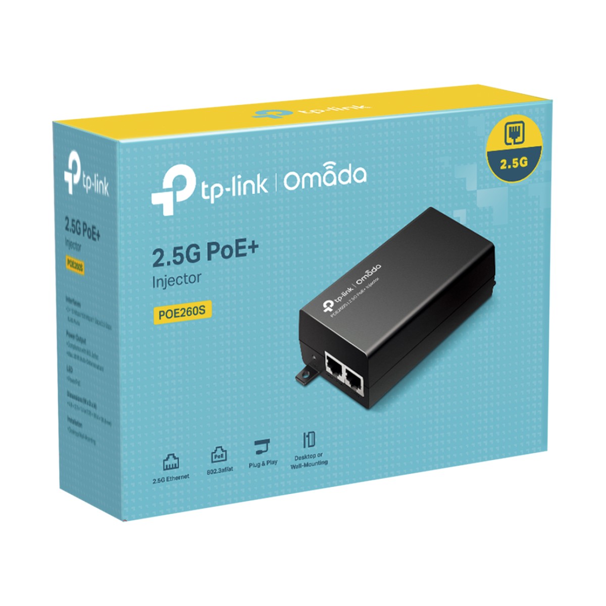 Inyector PoE+ (30W) / Gigabit 802.3 af/at / 2 puertos 10/100/1000 Mbps / Plug and Play / Fuente alimientación Integrada