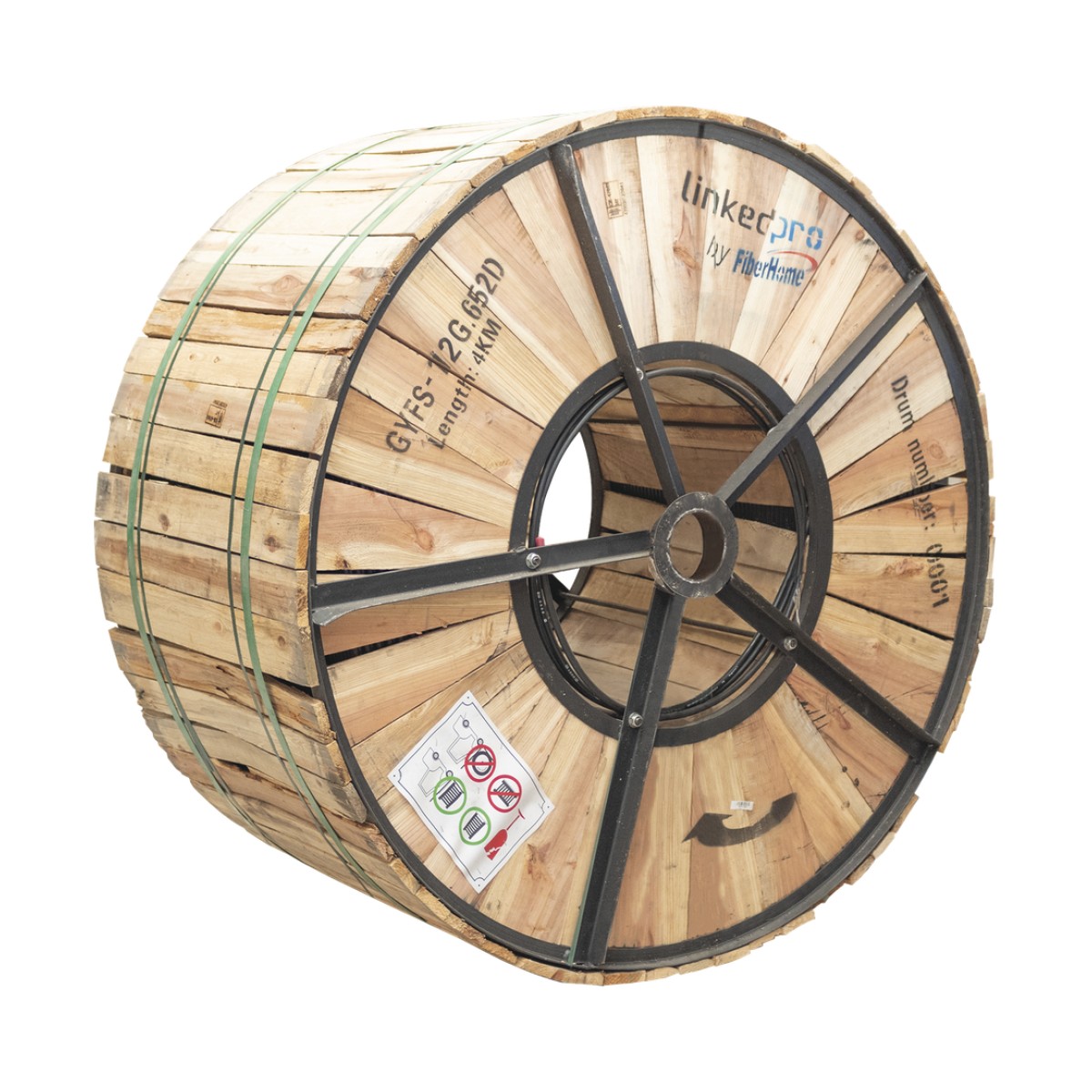 Carrete de 4 Kilómetros (13123.36 Pies) de Fibra Óptica para Exterior G.652D, Armada, Monomodo de 12 Hilos, Loose Tube, Color Negro, para Instalación en Ducto Subterráneo o Enterrado Directo