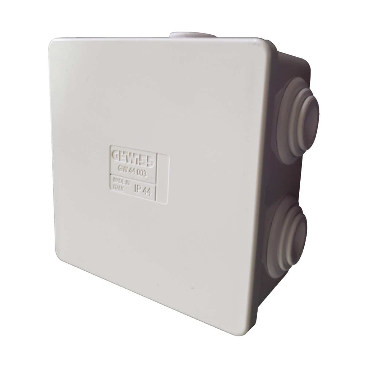 Caja Estanca de PVC Para Derivación y Conexión, 6 Entradas, Tapa a Presión, 80×80×40 mm (Mayor Área Interna, Uso Exterior IP44, Material que no Propaga el Fuego y Libre de Hálogenos