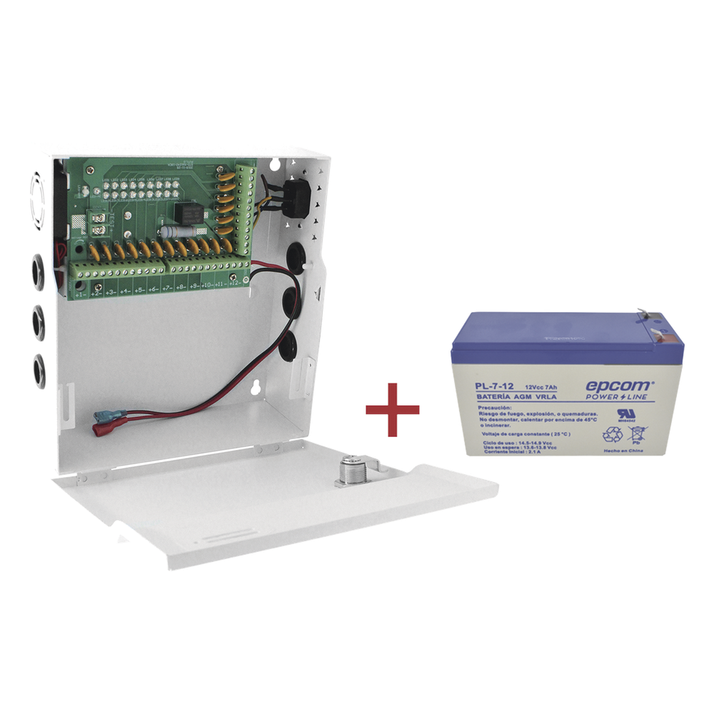 Kit / Fuente con 18 salidas / 20 Amperes totales / Ajuste de voltaje de 11-15 V / 20 A modelo PLK12DC20ABK / + Batería incluída LK712