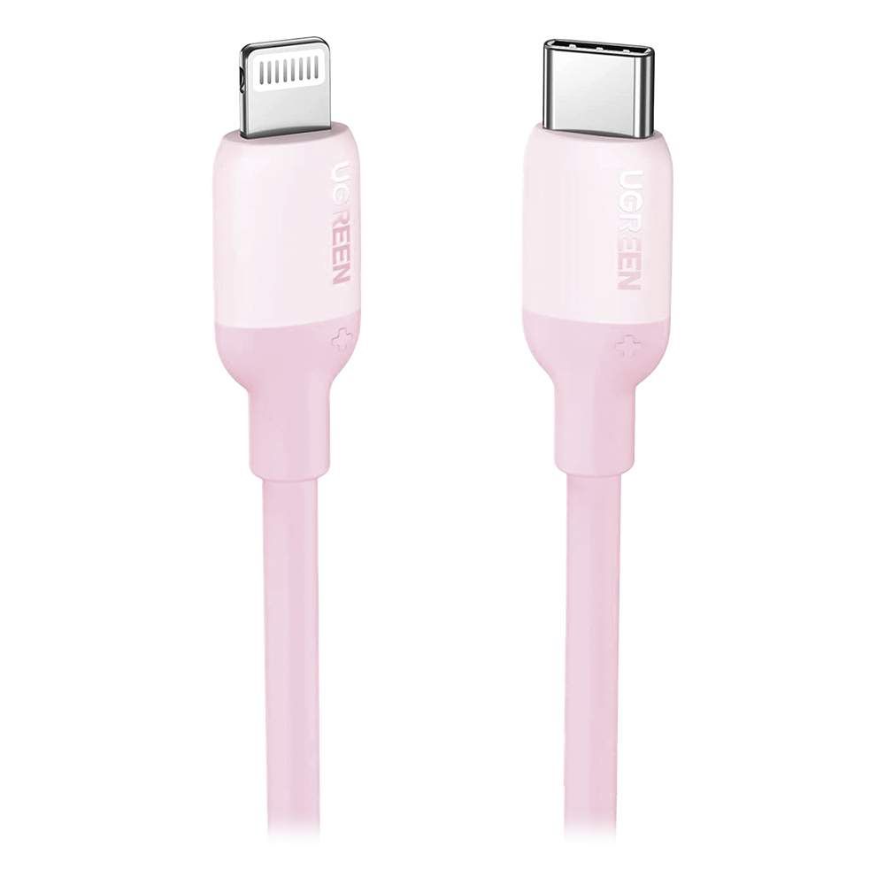 Cable USB-C a Lightning / Certificado MFi / 1 Metro / Adecuado para iPhone, iPad, iPod / Carga Rápida PD 20W /  Sincronización de Datos de hasta 480 Mbps / Goma de Silicona y  TPE. / Suave al Tacto / Color Pink