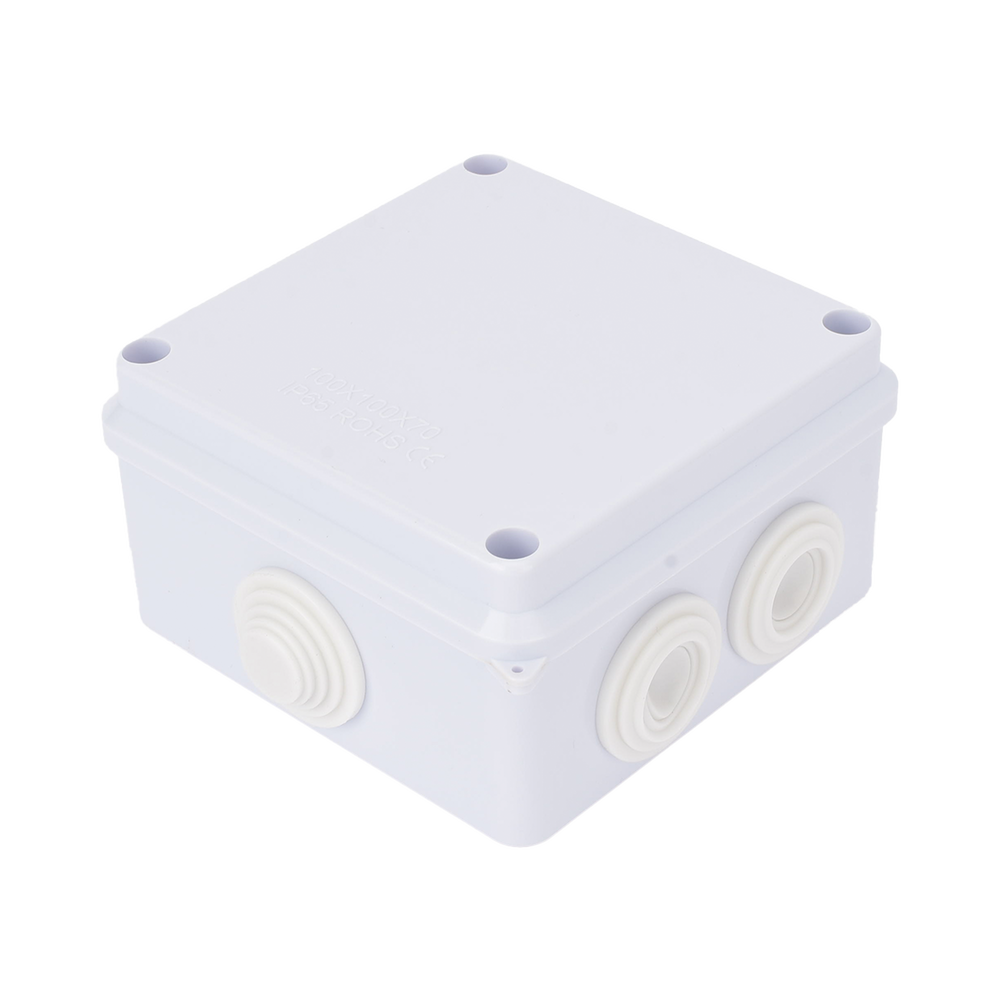 Caja de Conexiones Impermeable IP65 con 7 Entradas / 100 x 100 x 70 mm (3.9 x 3.9 x 2.8 in) / Resiste Agua y Polvo / Incluye Tornillería para su Instalación