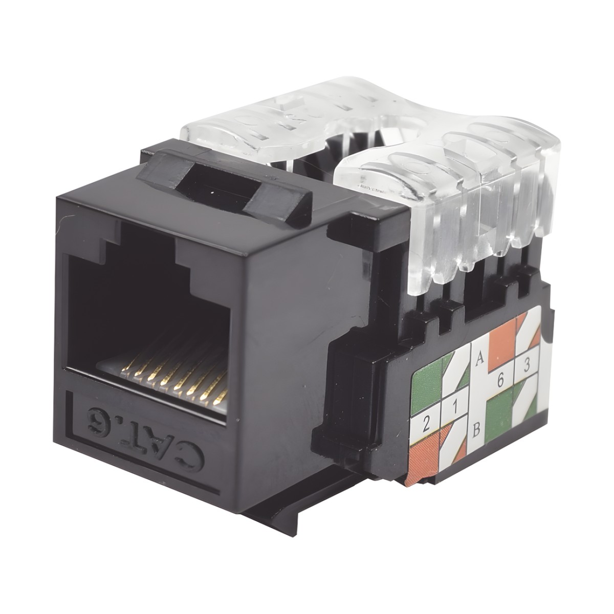Módulo Jack Keystone Cat6 con Terminación 110 (Punchdown) para Faceplate - Color Negro