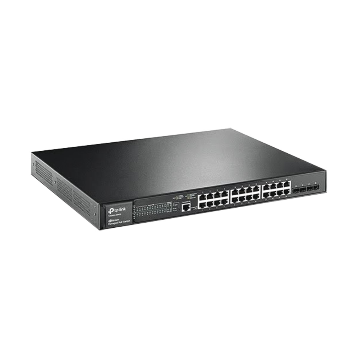 Switch JetStream PoE+ administrable Capa 2, 24 puertos 10/100/1000 Mbps + 4 puertos SFP 384 W