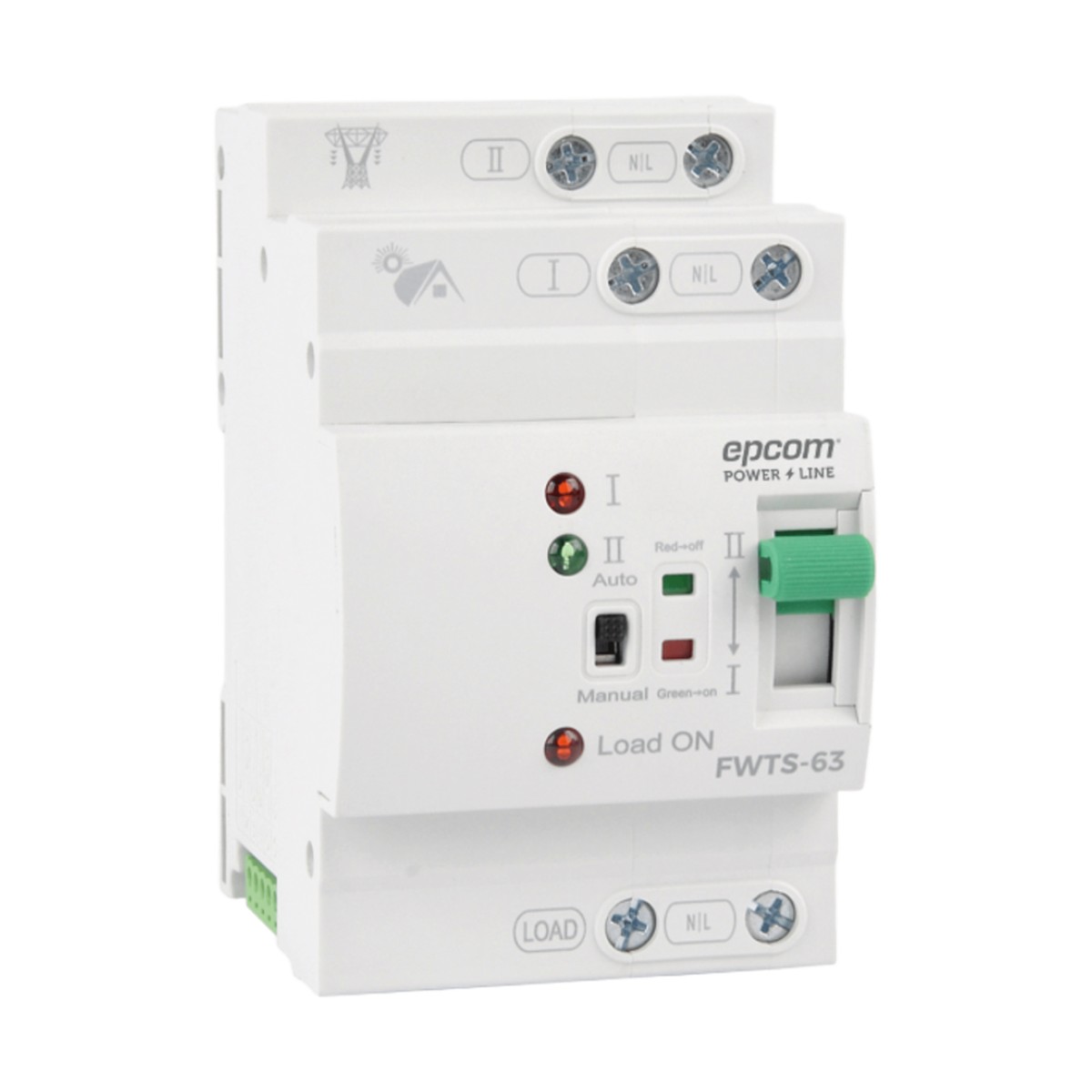 Interruptor de transferencia automática a 110vca, 63amp.