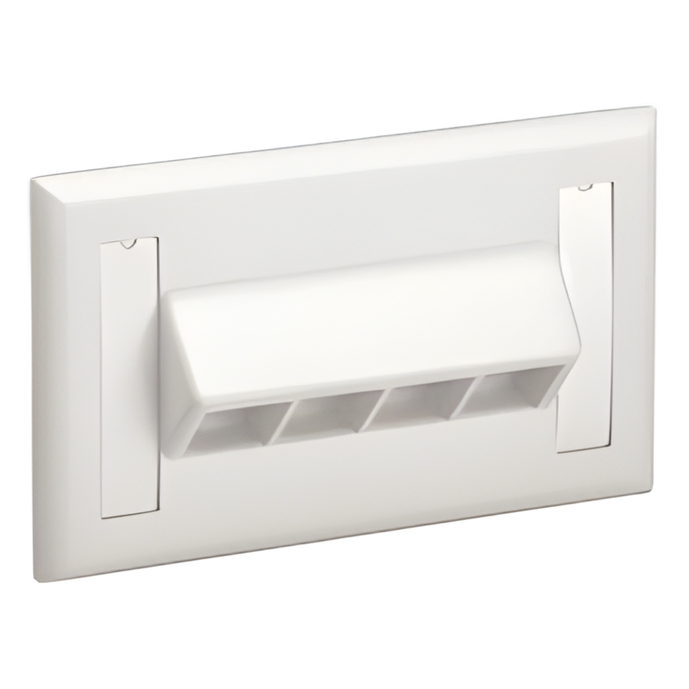 Placa de Pared Horizontal, Salida Para 4 Puertos Keystone, Con Espacios Para Etiquetas, Color Blanco Mate