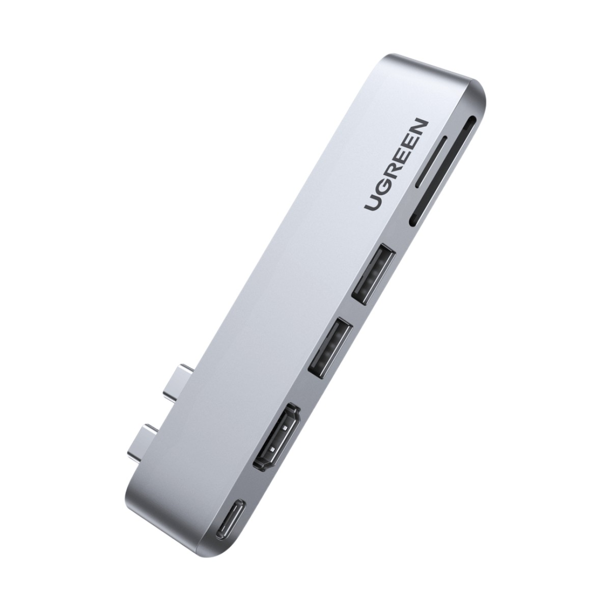 Hub USB-C 6 en 1 / 2xUSB-A 3.0 (5Gbps) / HDMI 4K@30Hz / Puerto PD 100W / Lector SD+MicroSD / Aluminio / Compatible Thunderbolt 3 / Compacto 110x29x8.5mm