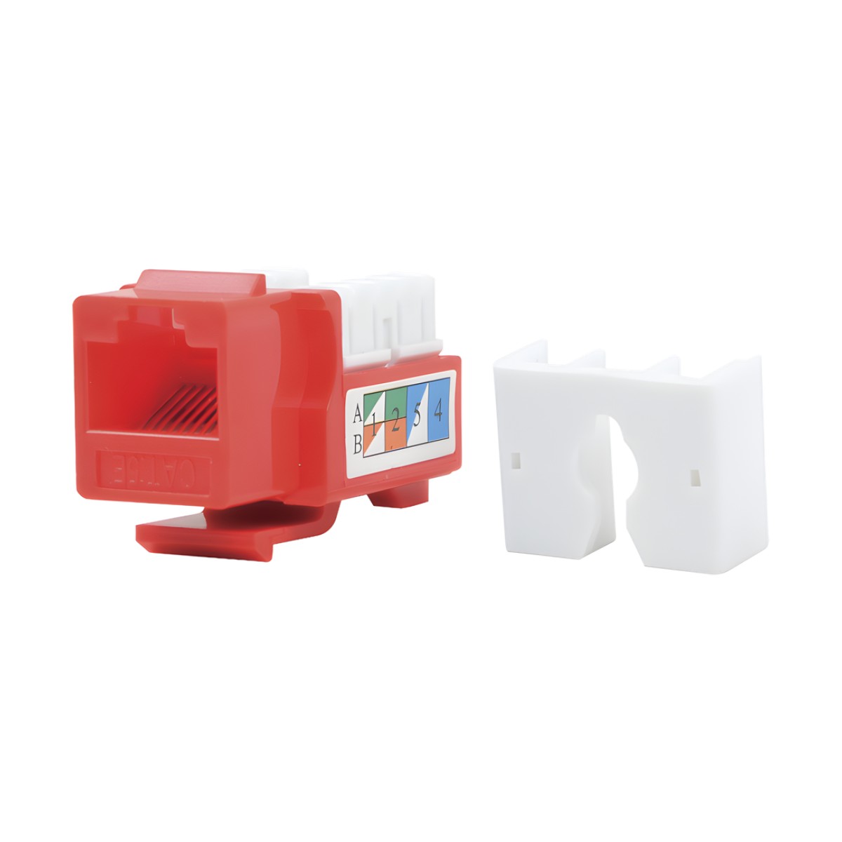 Módulo Jack Keystone Cat5e con Terminación 110 (Punchdown) para Faceplate - Color Rojo