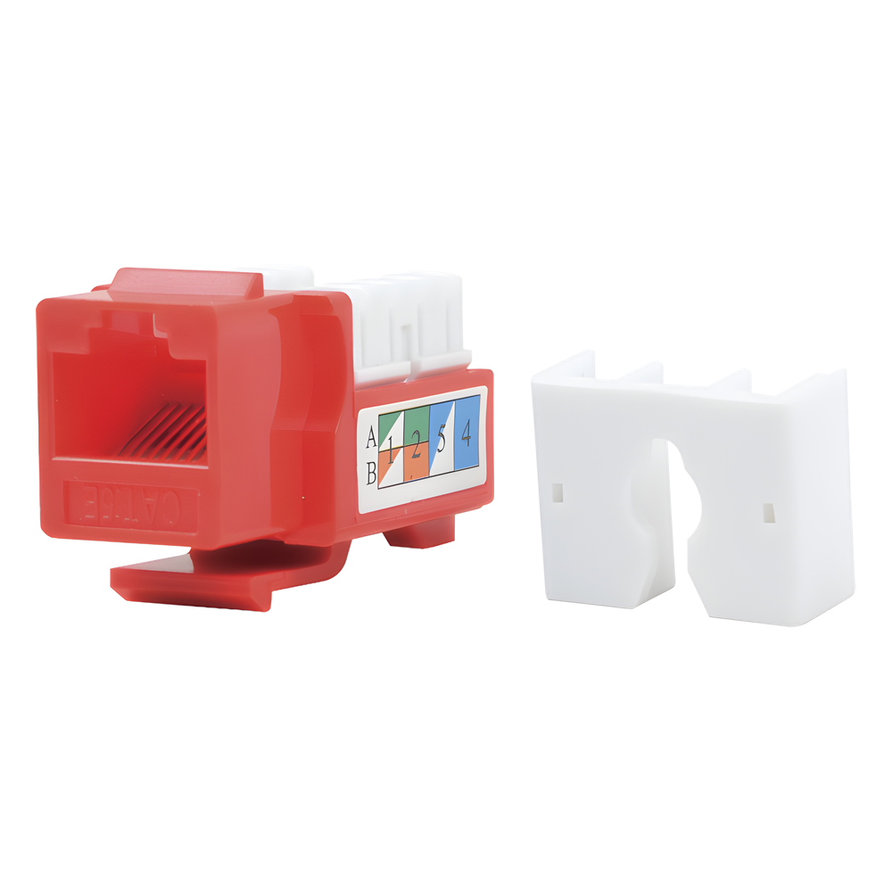 Módulo Jack Keystone Cat5e con Terminación 110 (Punchdown) para Faceplate - Color Rojo