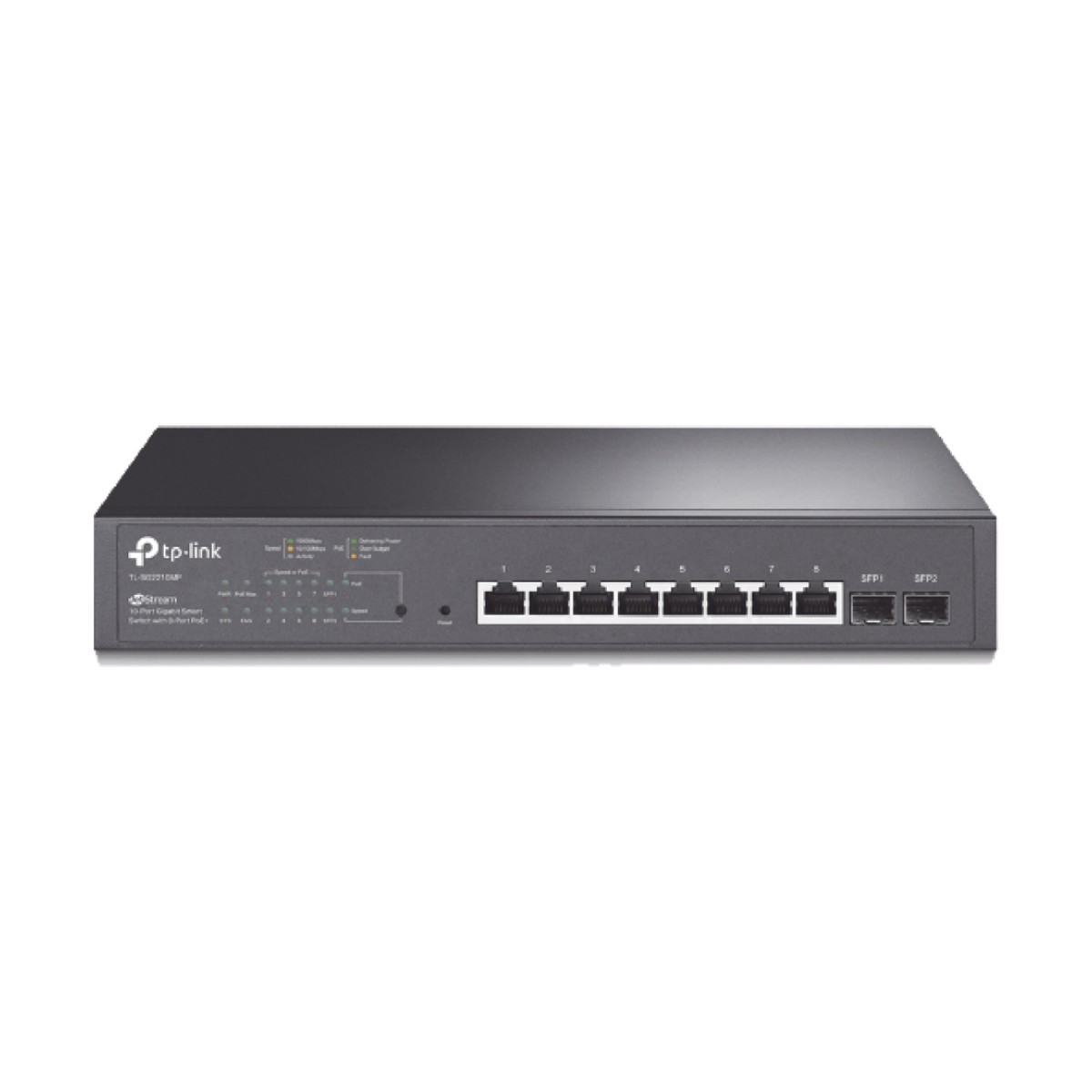 Switch PoE JetStream SDN Administrable 8 puertos 10/100/1000 Mbps + 2 puertos SFP, 8 puertos PoE, 150W, administración centralizada OMADA SDN