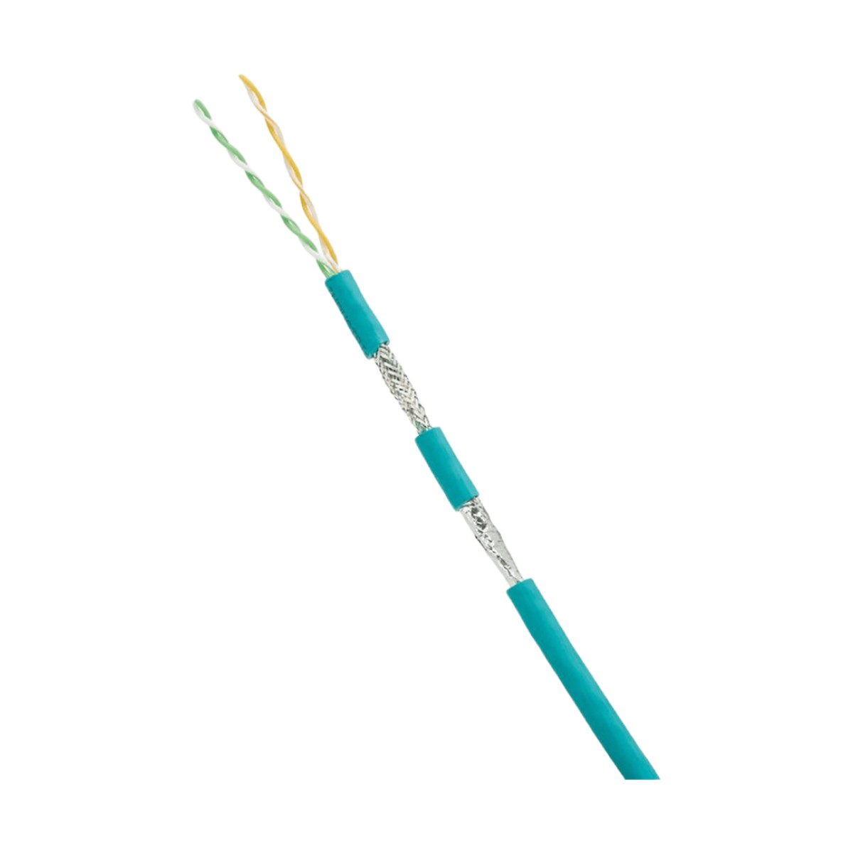 Bobina de Cable Blindado SF/UTP Categoría 5e de 2 Pares, Uso Industrial con Resistencia al Aceite y Rayos UV, Multifilar 24/7 (Flexible), Color Azul Cerceta, Bobina de 305 Metros (1000 Pies)
