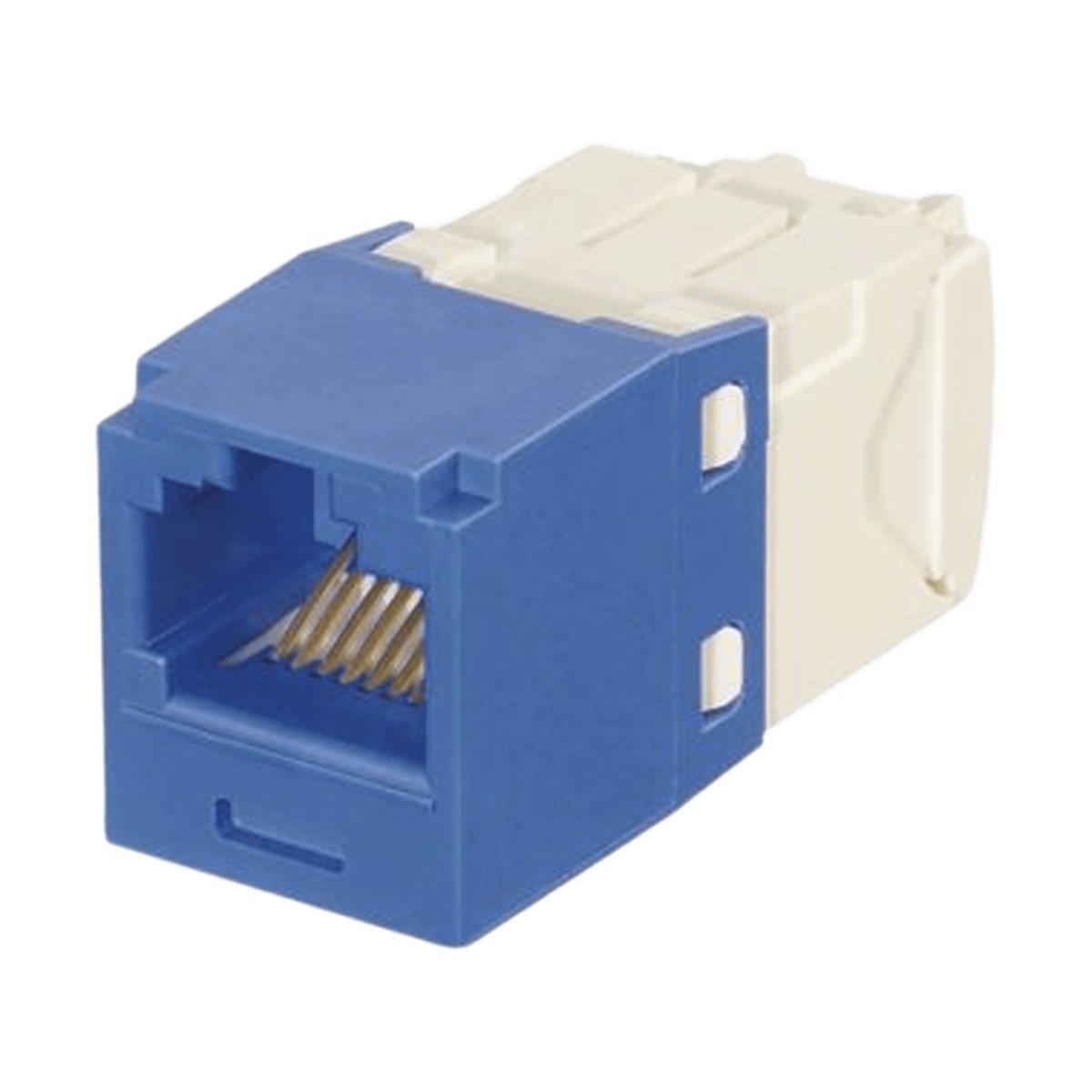 Conector Jack RJ45 Estilo TG con Llaveado Azul, Mini-Com, Categoría 6, de 8 Posiciones y 8 Cables