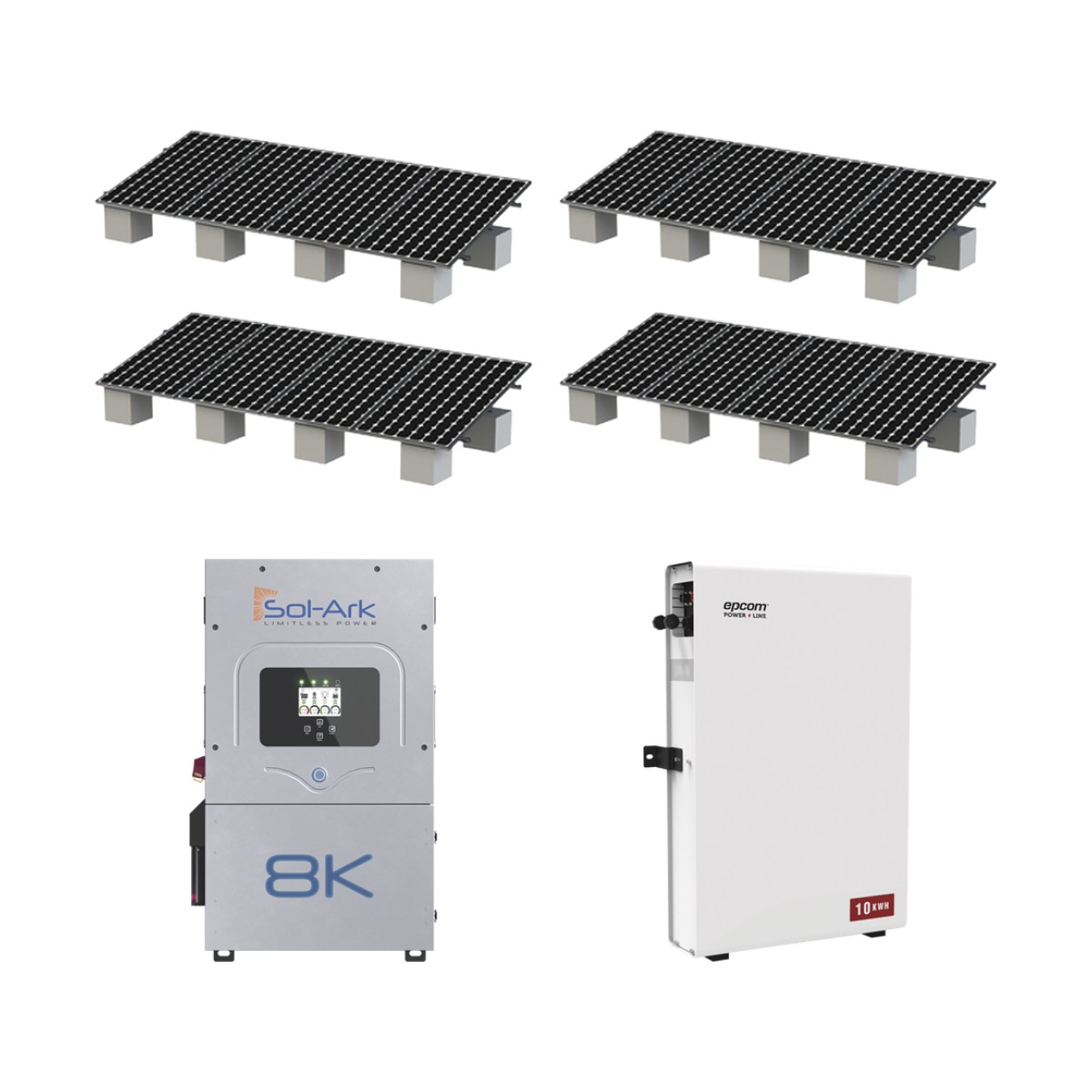 Kit Hibrido con Interconexión a la Red Eléctrica de CFE de 8 kW con Salida de 220 Vca y respaldo de 10 kWh en batería de LiFePO4