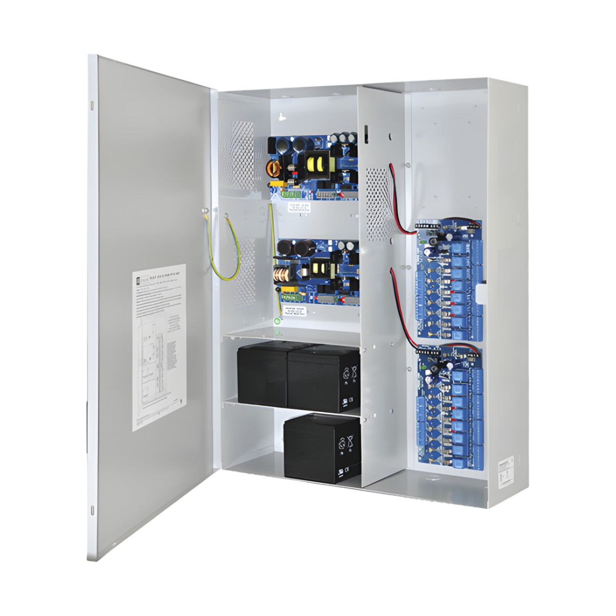 Fuente de poder DUAL ALTRONIX de 12 Vcc @ 9.3 Amper, y 24 Vcc @ 9.6 Amper con 16 salidas, con capacidad de batería de respaldo, requiere batería, para aplicaciones de control de acceso, alarmas, CCTV, con voltaje de entrada en 120 Vca