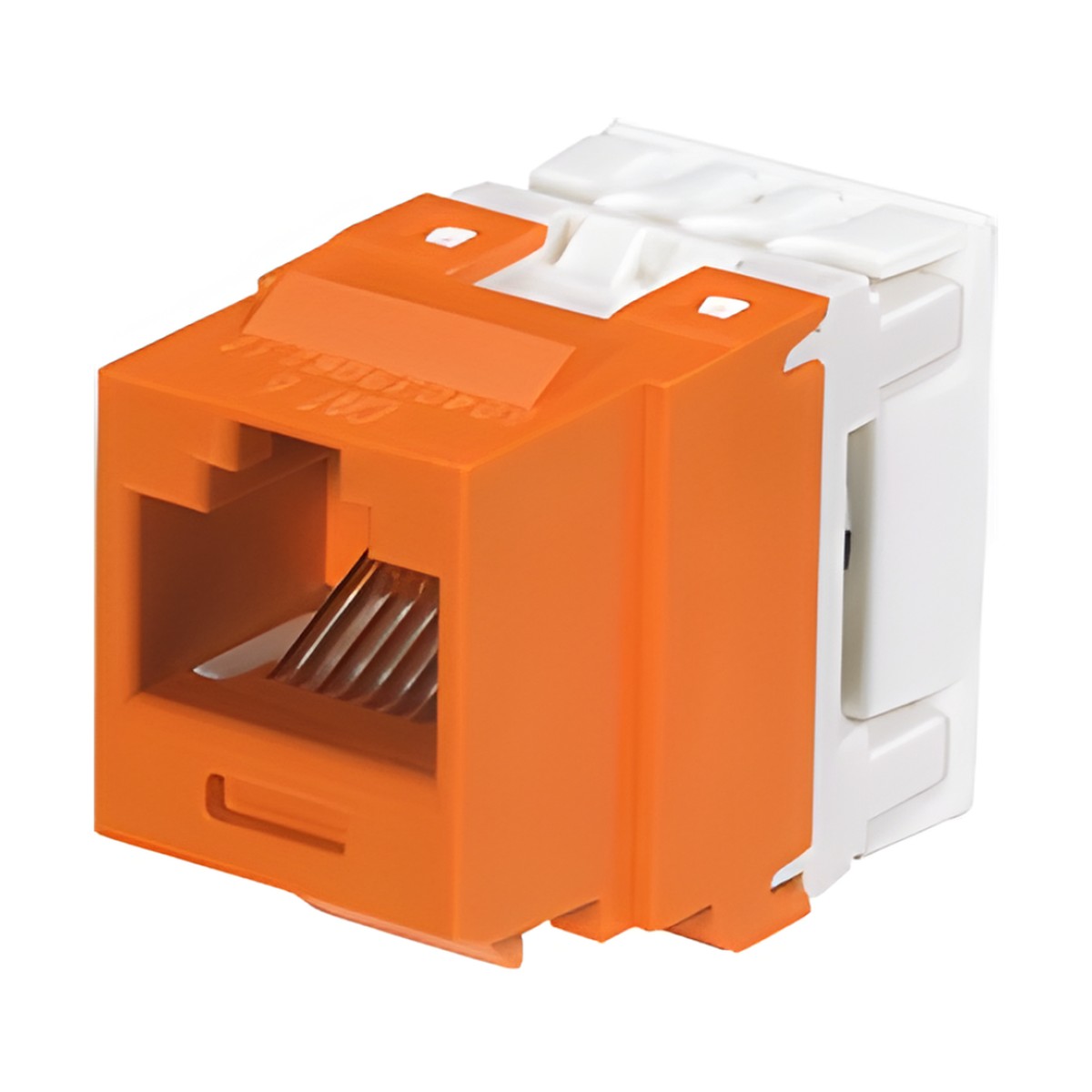 Conector Jack Estilo 110 (de Impacto), Tipo Keystone, Categoría 6, de 8 Posiciones y 8 Cables, Color Naranja