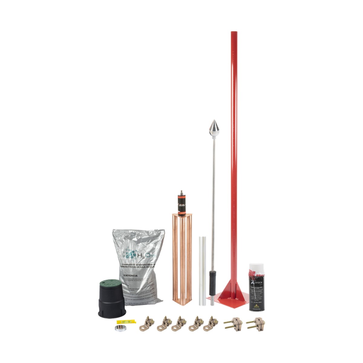 Kit Pararrayo con Punta en Aluminio con Accesorios para Protección de Diámetro de 160 m.