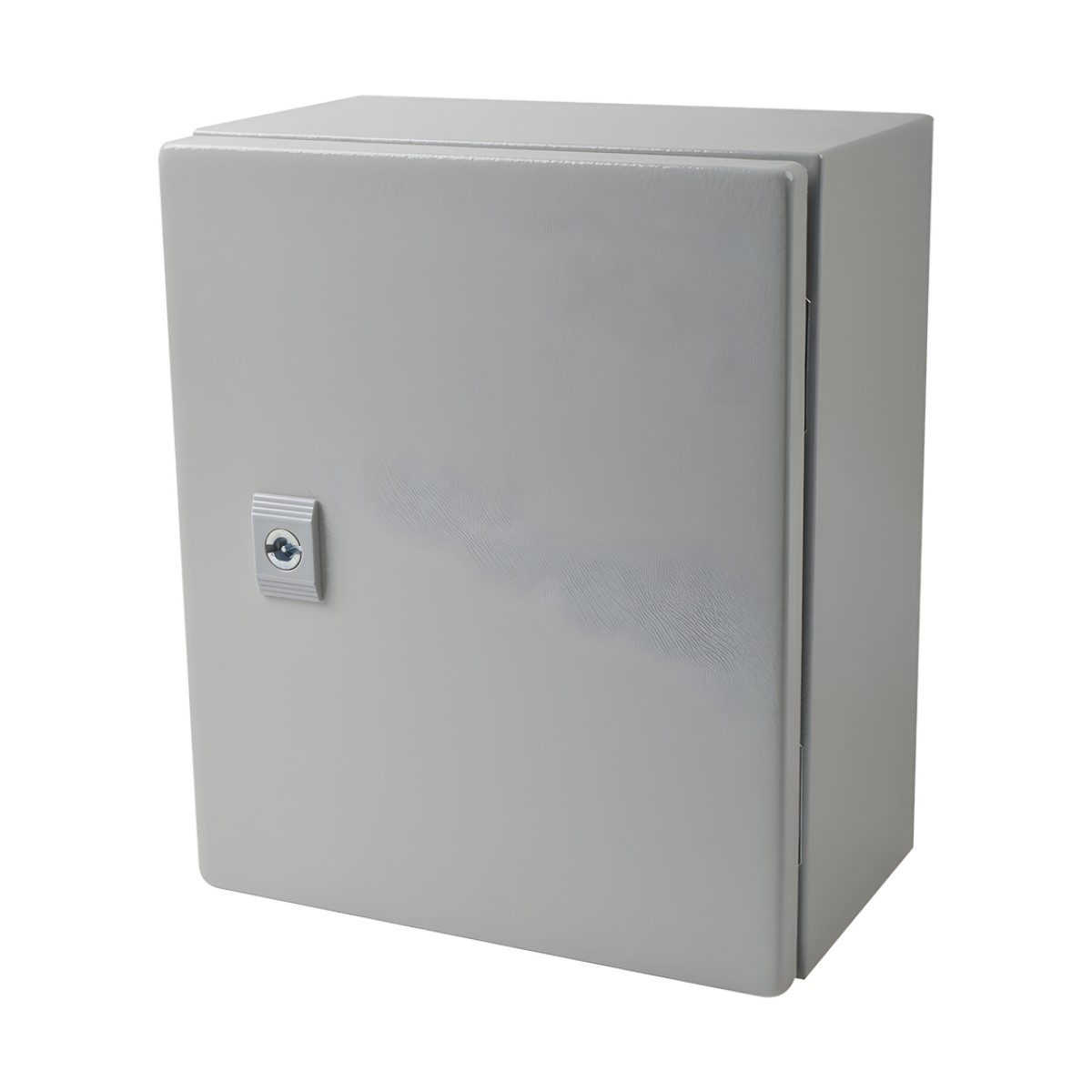 Gabinete de Acero IP66 Uso en Intemperie (250 x 300 x 150 mm) con Placa Trasera Interior Metálica y Compuerta Inferior Atornillable (Incluye Chapa y Llave T).