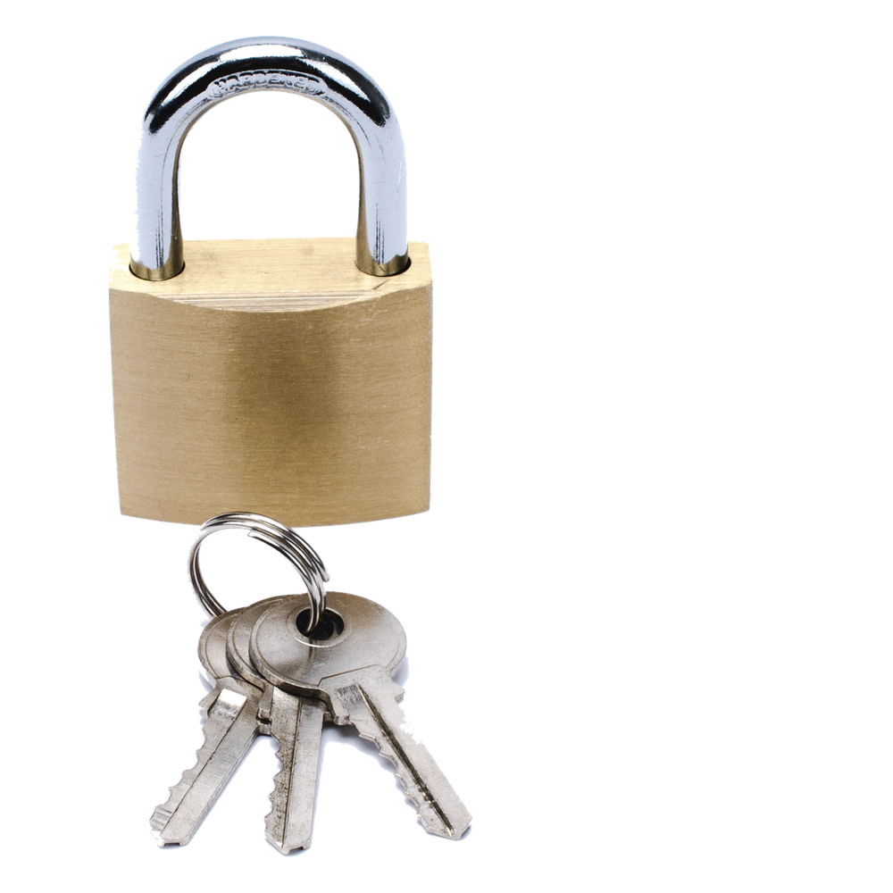 Candado de Latón Cuerpo 40 x 40 mm Con 3 Llaves. Diam. de Perno: 6.2 mm