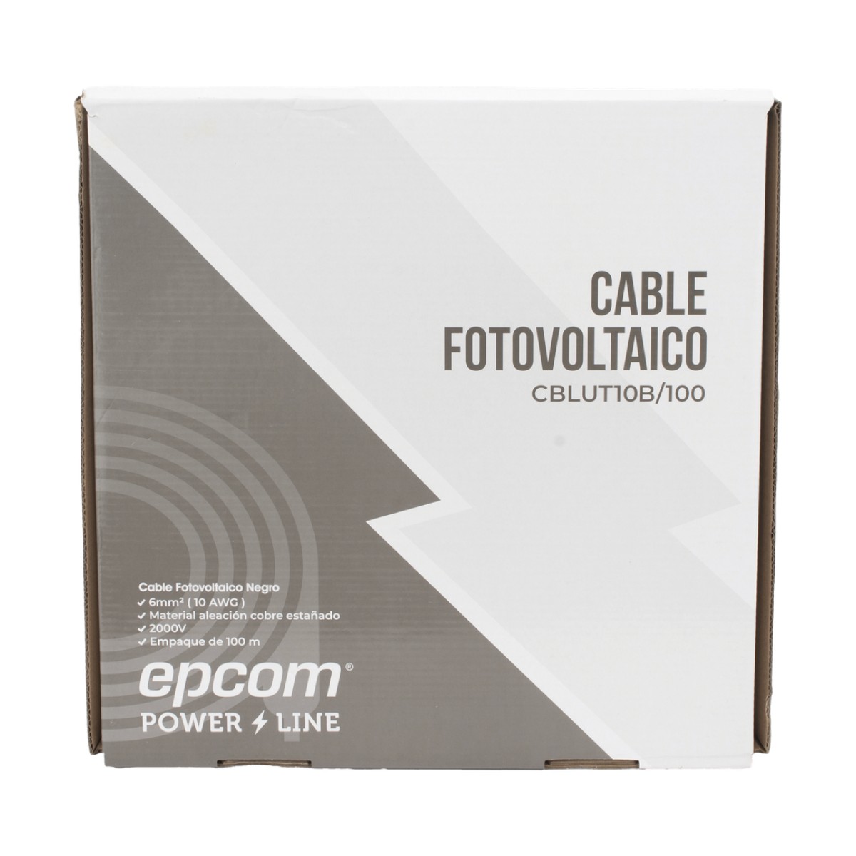 Cable Fotovoltaico Negro / Cobre Estañado / 6 mm² (10 AWG) / 2000V / Rollo de 100m / / UL 4703 y TUV