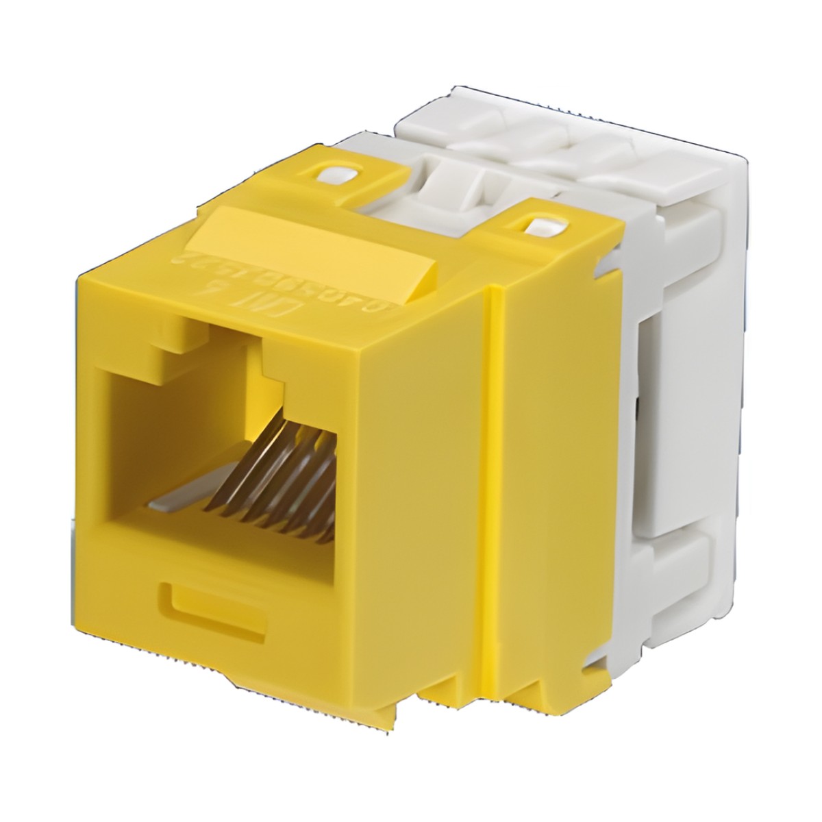 Conector Jack Estilo 110 (de Impacto), Tipo Keystone, Categoría 6, de 8 Posiciones y 8 Cables, Color Amarillo