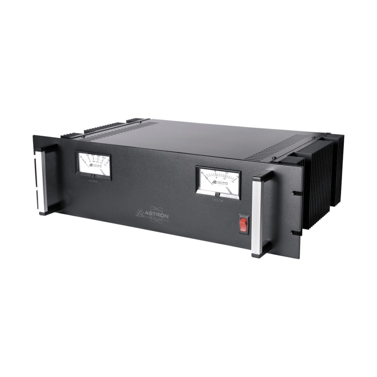 Fuente de poder 13.8Vcc, 50A, lineal regulada con circuito cargador de baterías, medidores, para instalación en rack