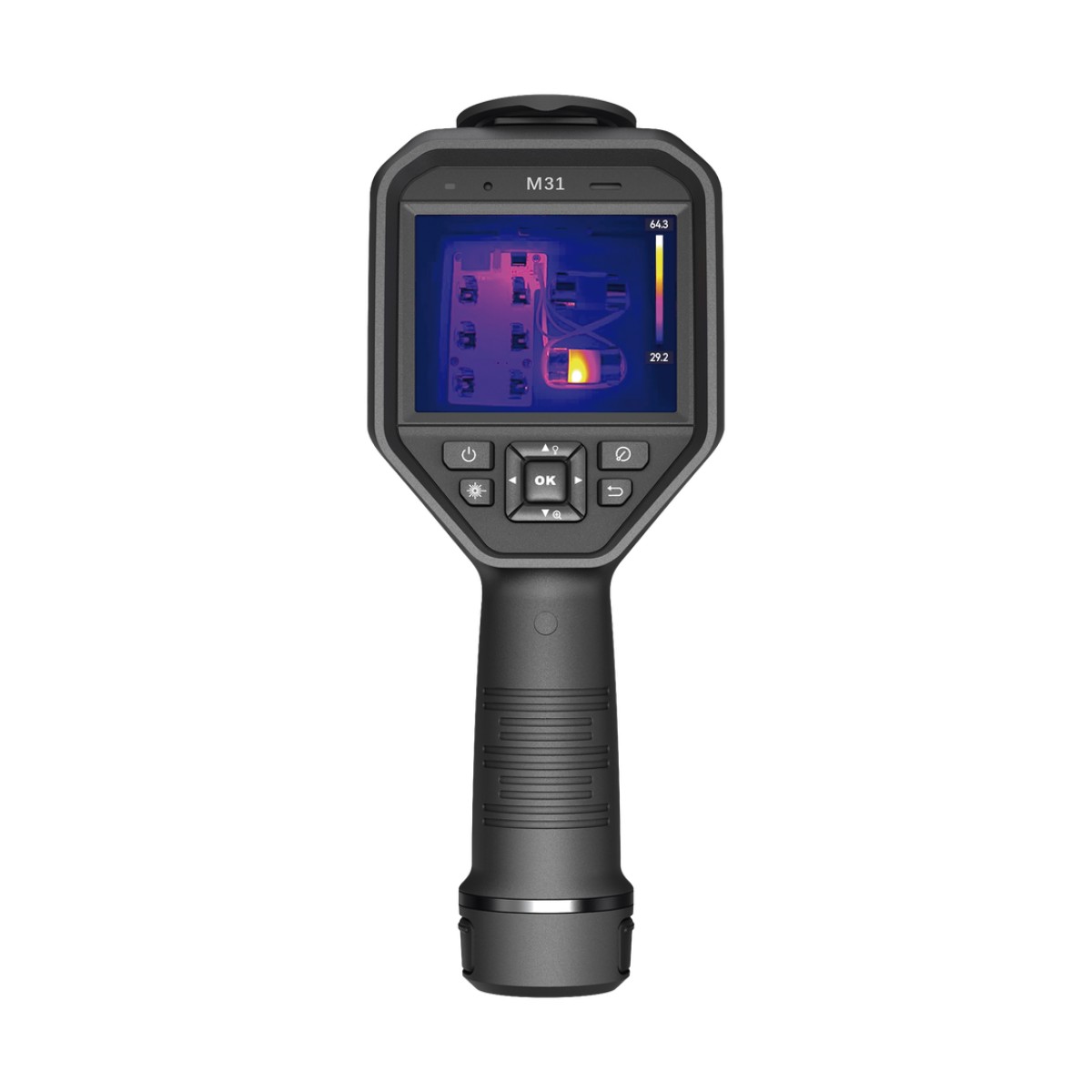 M31 - Cámara Termográfica Portátil Dual / Lente Térmico 9.7 mm (384 x 288) / Lente Óptico (8 Megapixel) / WiFi / IP54 / Ranura MicroSD hasta 64 Gb  / Hasta 5 Horas de Funcionamiento Continuo