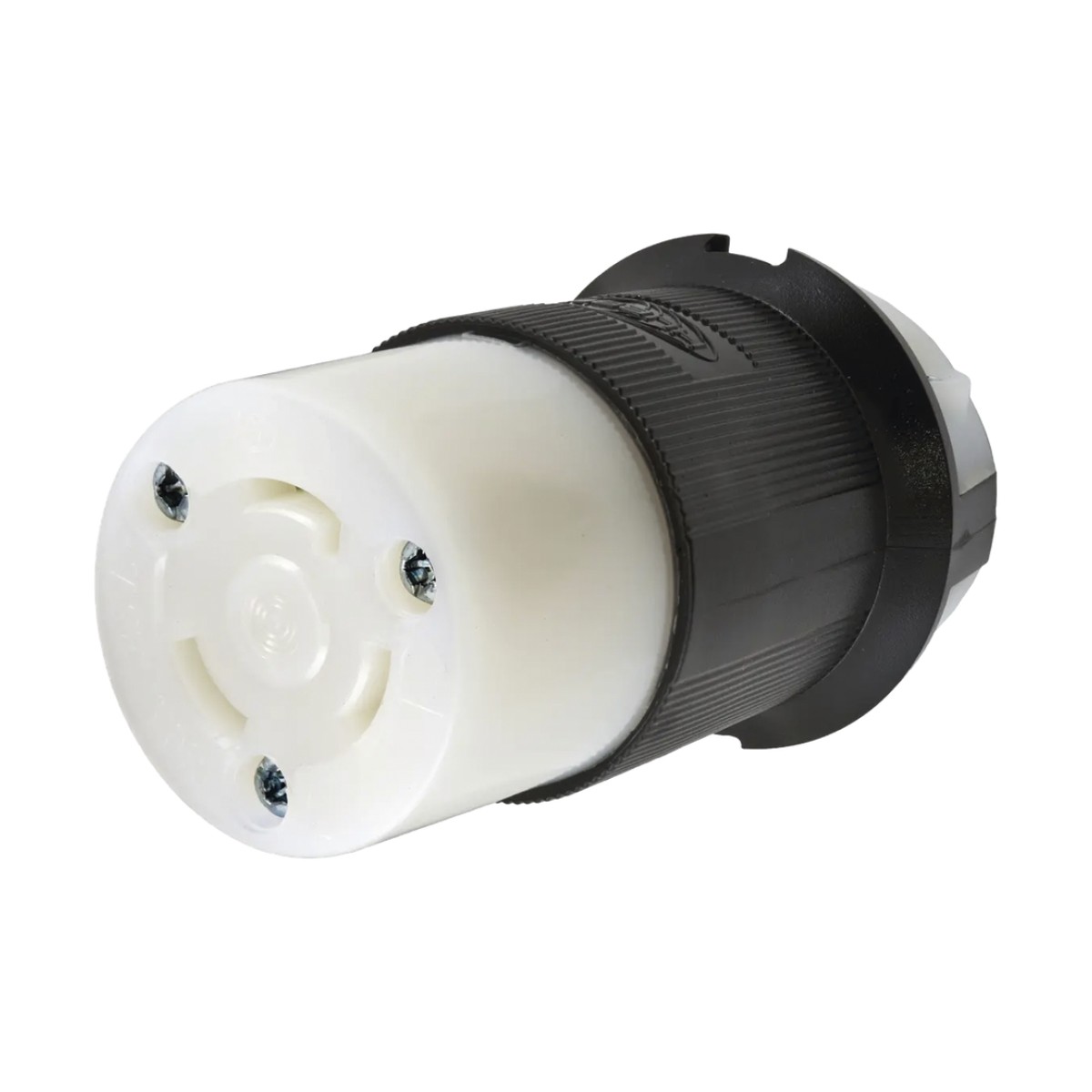 Conector Industrial con Bloqueo de Media Vuelta / 30 A 125 V CA / 2 Polos 3 Hilos / Color Blanco y Negro / Nema L5-30R.