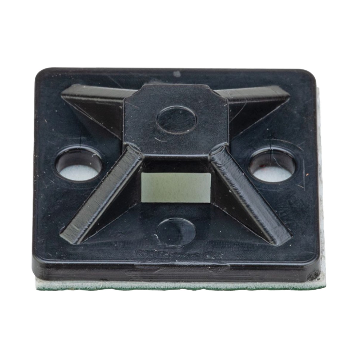 Montaje-Sujetador Adhesivo STRONGHOLD de 4 Vías de 1" x 1" x 1/4", Color Negro,  Nylon 6.6 Retardante de Llamas V-2, Paquete de 100pz