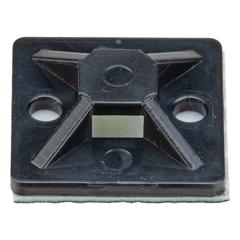 Montaje-Sujetador Adhesivo STRONGHOLD de 4 Vías de 1" x 1" x 1/4", Color Negro,  Nylon 6.6 Retardante de Llamas V-2, Paquete de 100pz