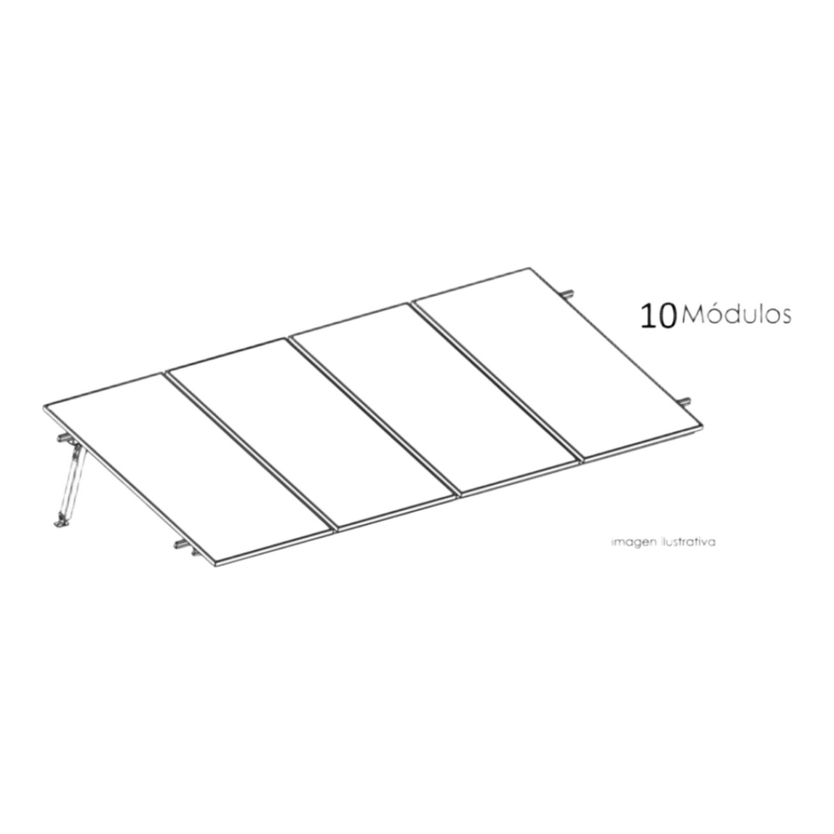 Kit Basel Sistema de Montaje Solar para 10 Módulos / Inclinación 10° / Para Módulo 645 W / Dimensiones del Módulo 2.382 m (7.8 ft) x 1.134 m (3.7 ft) / Velocidad de Viento 170 km/h /  Losa Plana Una Fila