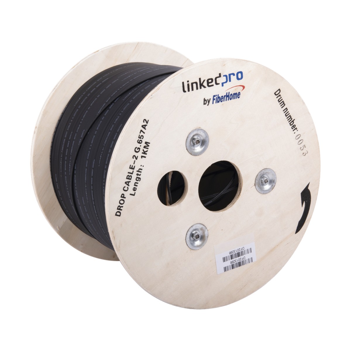 Carrete de 1 km de Fibra Óptica Drop, Interior/Exterior G.657A2 Monomodo de 2 Hilos (Bifibra), Diseñada para Fusionarse, Dieléctrica, Forro Negro, (No Soporta Conectores Mecánicos)