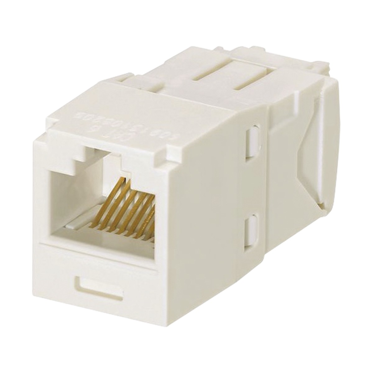 Conector Jack RJ45 Estilo TG, Mini-Com, Categoría 6, de 8 Posiciones y 8 Cables, Color Blanco Mate