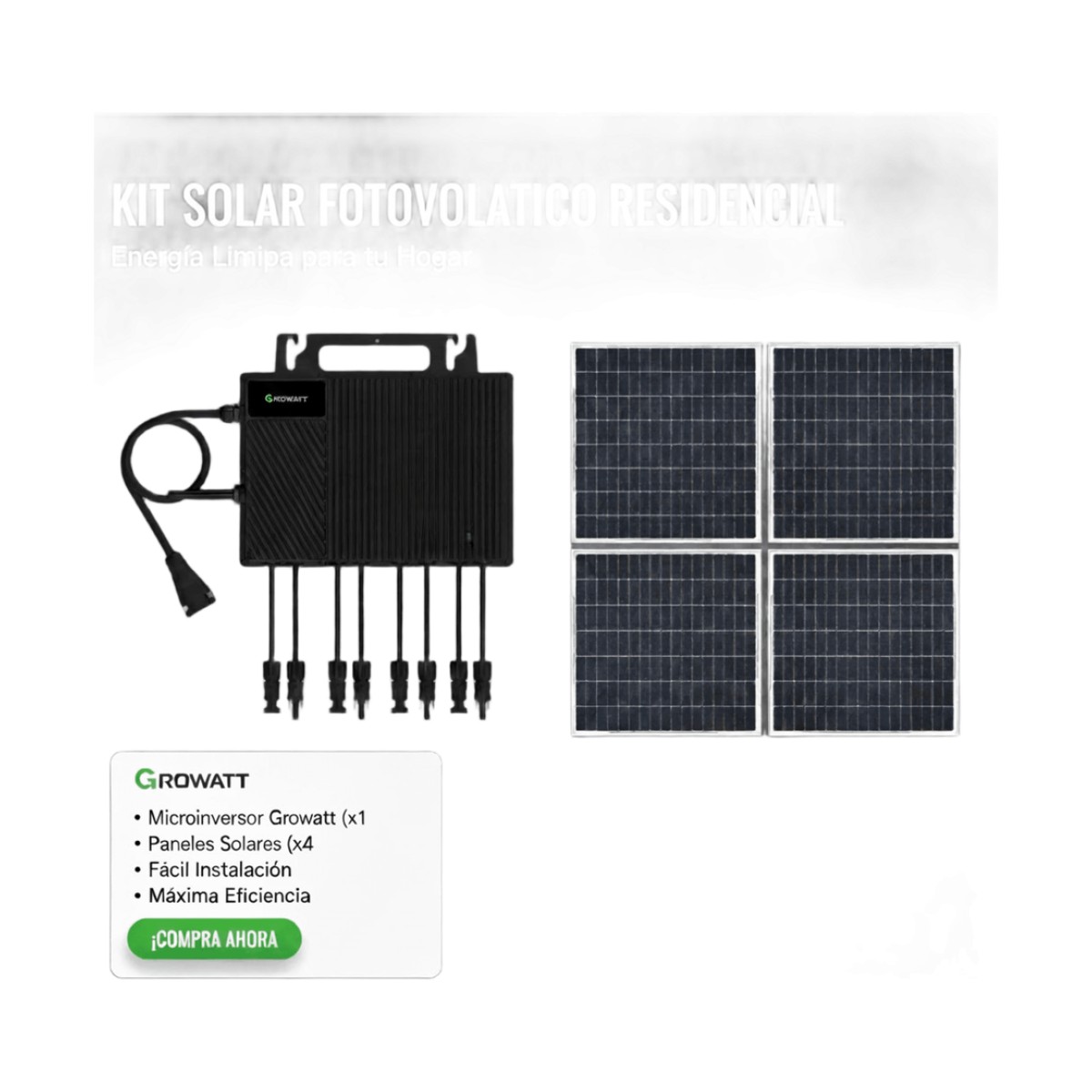 Kit Solar Interconexion  / 2.5kW  220Vca / Microinversores Growatt / Montaje Incluido
