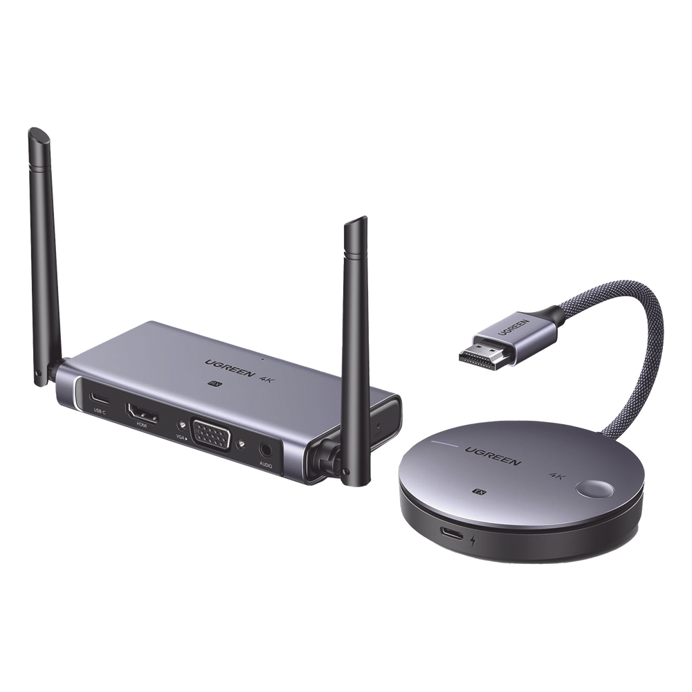 Transmisor y Receptor Inalámbrico HDMI / 4K@30Hz / 50m (164 ft) Alcance / Salida HDMI y VGA Simultánea / Audio 3.5mm / Plug & Play / USB-C / Banda 5 GHz / UGREEN