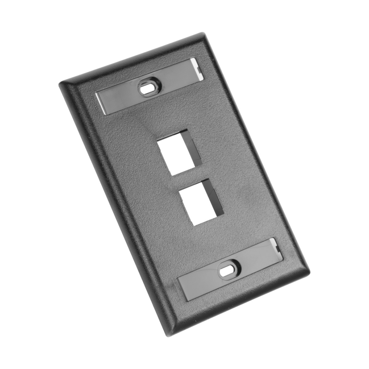 Placa de Pared Vertical, Salida Para 2 Puertos Keystone, Con Espacios Para Etiquetas, Color Negro