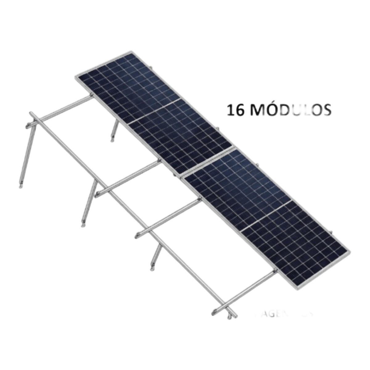 Kit Basel Sistema de Montaje Solar para 16 Módulos / Inclinación 10° / Para Módulo 645 W / Dimensiones del Módulo 2.382 m (7.8 ft) x 1.134 m (3.7 ft) / Velocidad de Viento 170 km/h /  Losa Plana Doble Fila