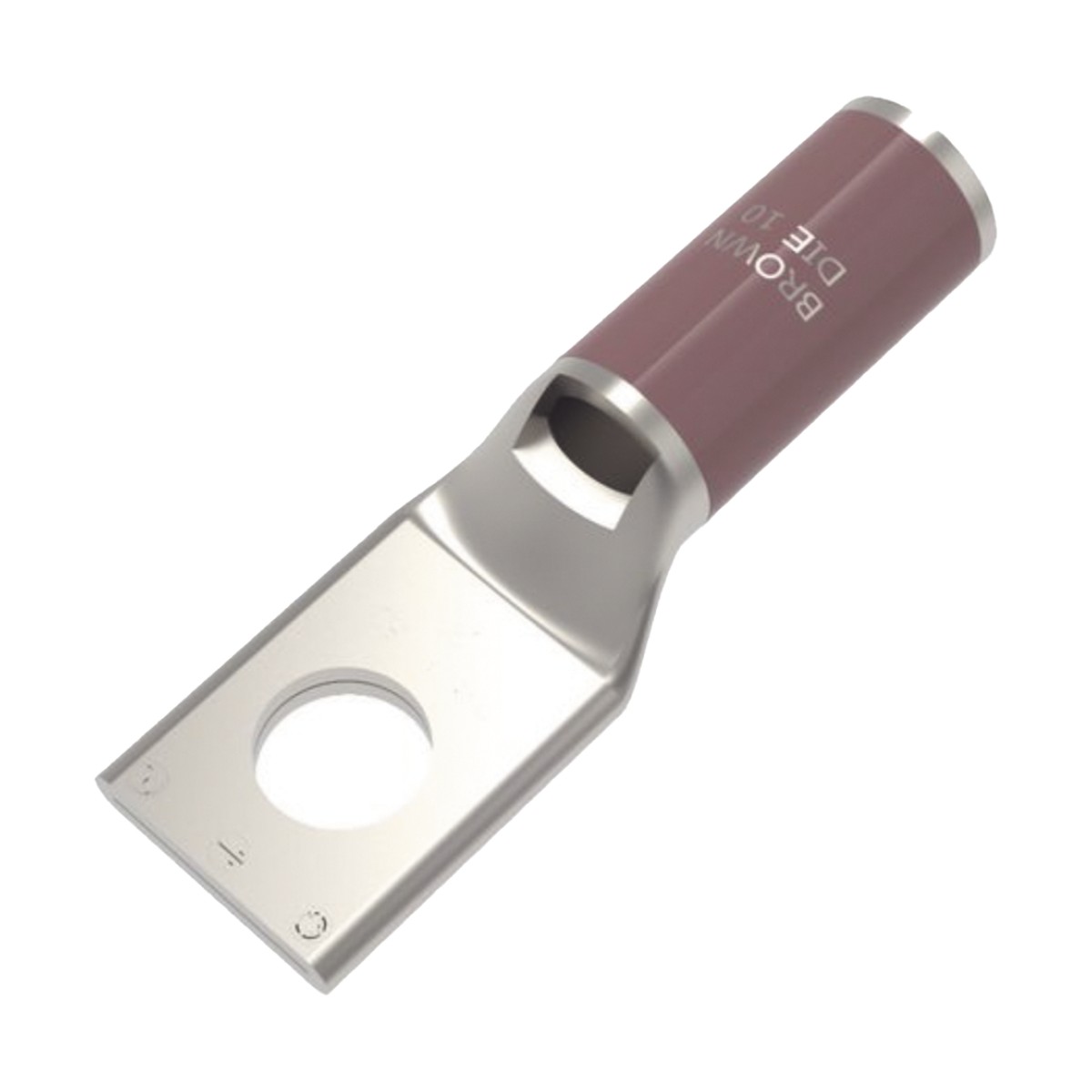 Zapata Terminal de Compresión de Cobre Electrolítico Estañado de Cañón Corto para Tornillo de 1/2" y Calibre 2 AWG.