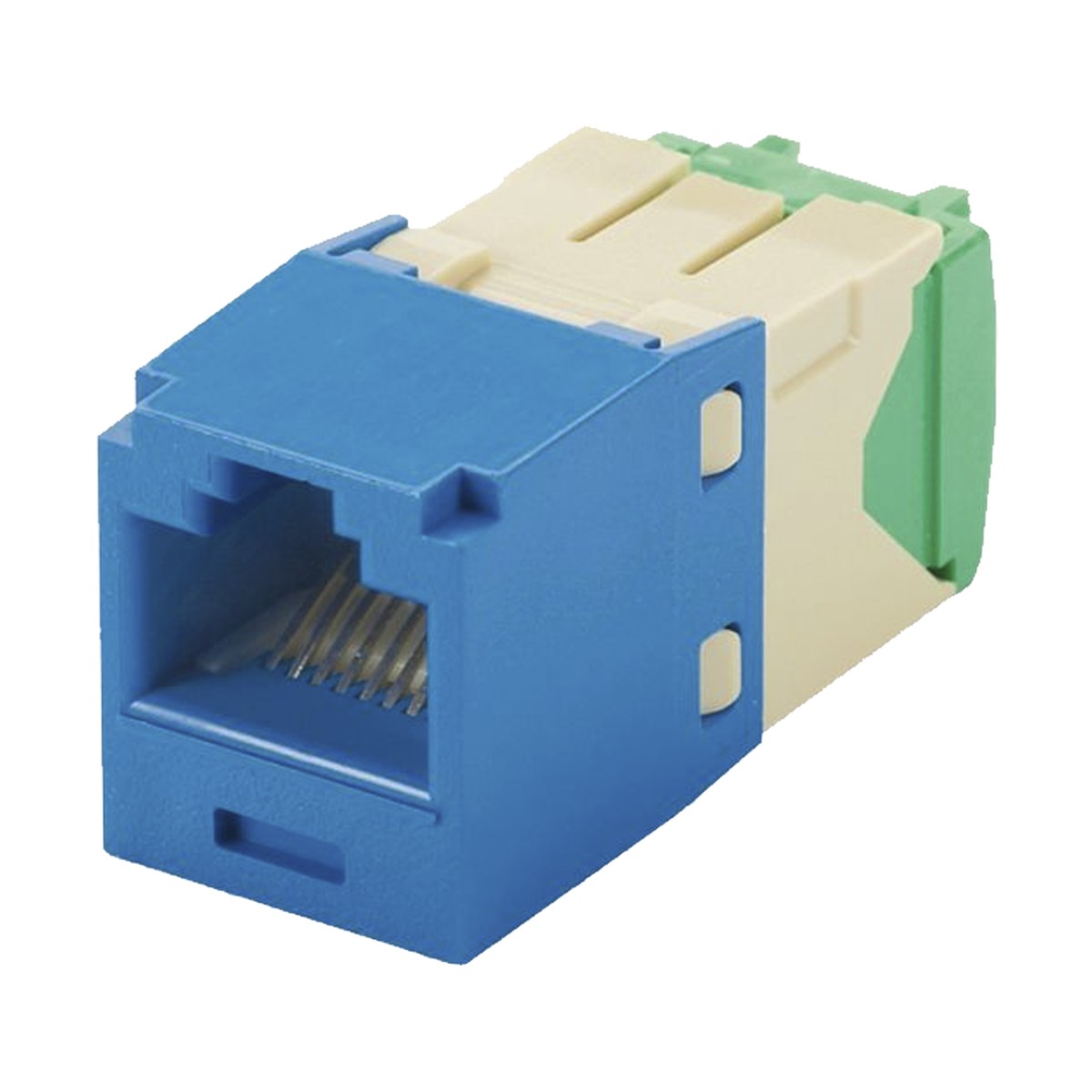 Conector Jack RJ45 Estilo TG, Mini-Com, Categoría 6, de 8 Posiciones y 8 Cables de Calibre 28/30 AWG, Color Azul