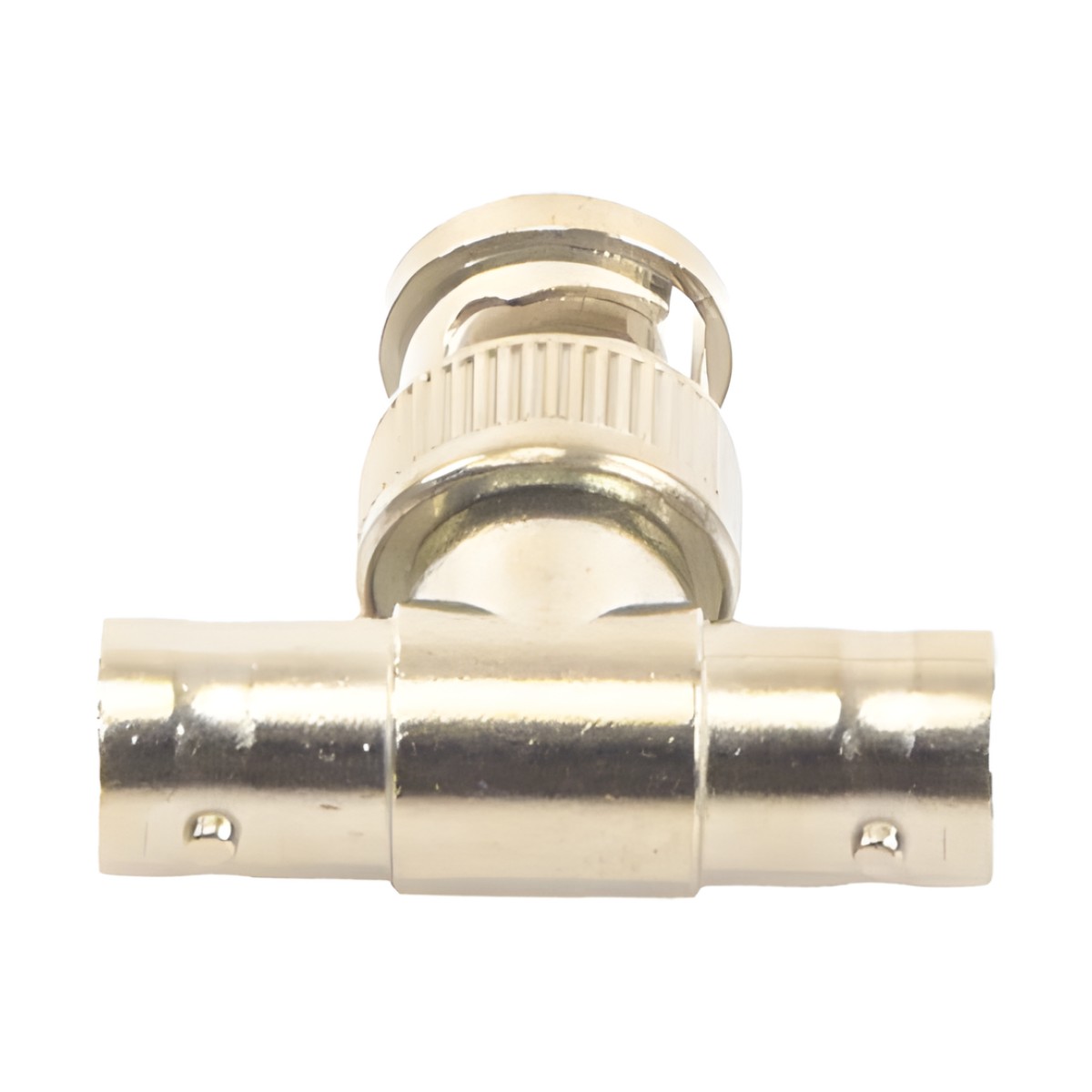 Adaptador en T para 75 Ohm de Conector BNC Macho a Doble BNC Hembra, Níquel/ Oro/ Teflón.
