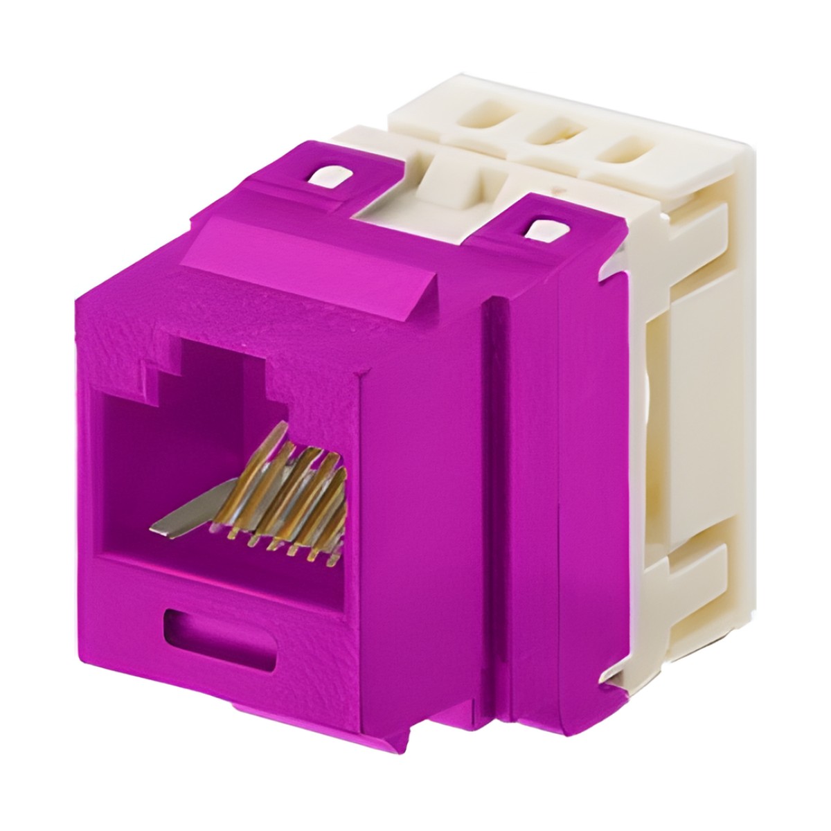 Conector Jack Estilo 110 (de Impacto), Tipo Keystone, Categoría 6, de 8 Posiciones y 8 Cables, Color Violeta
