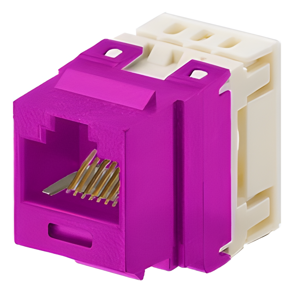 Conector Jack Estilo 110 (de Impacto), Tipo Keystone, Categoría 6, de 8 Posiciones y 8 Cables, Color Violeta
