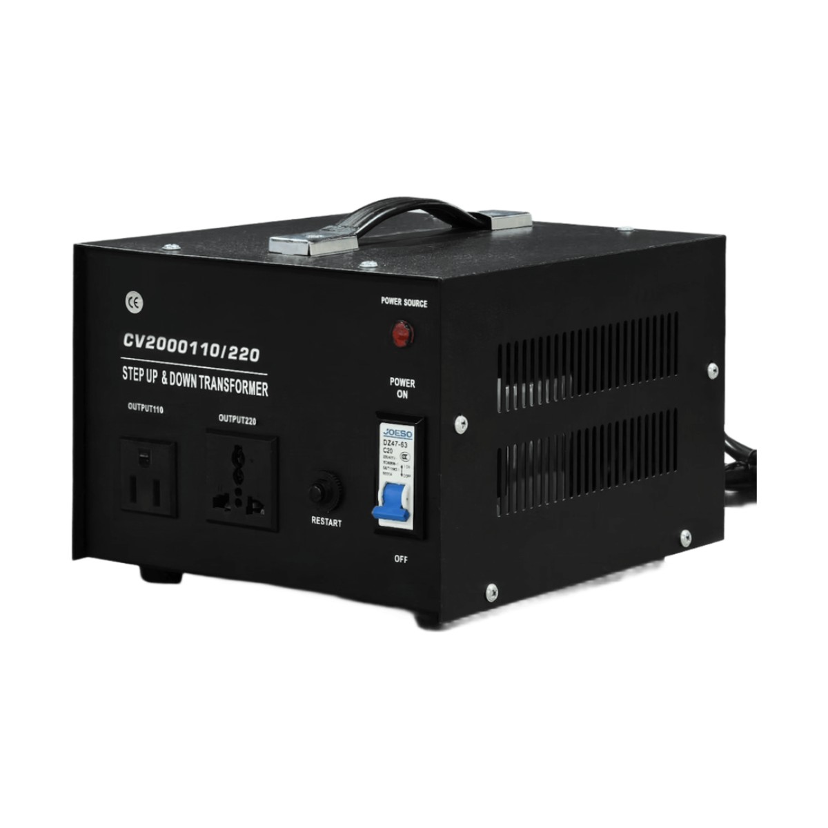 Transformador con doble función bidireccional : eleva o reduce el voltaje entre 110 Vca y 220 Vca