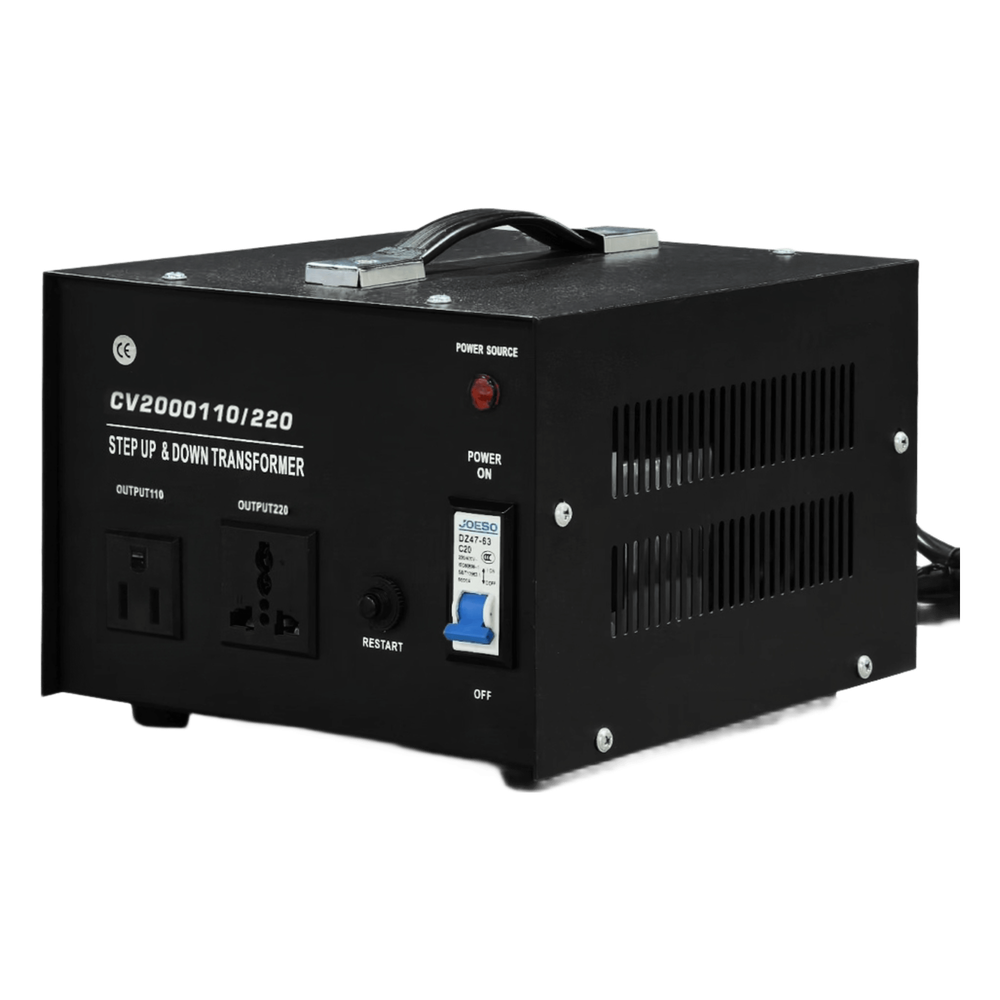 Transformador con doble función bidireccional : eleva o reduce el voltaje entre 110 Vca y 220 Vca