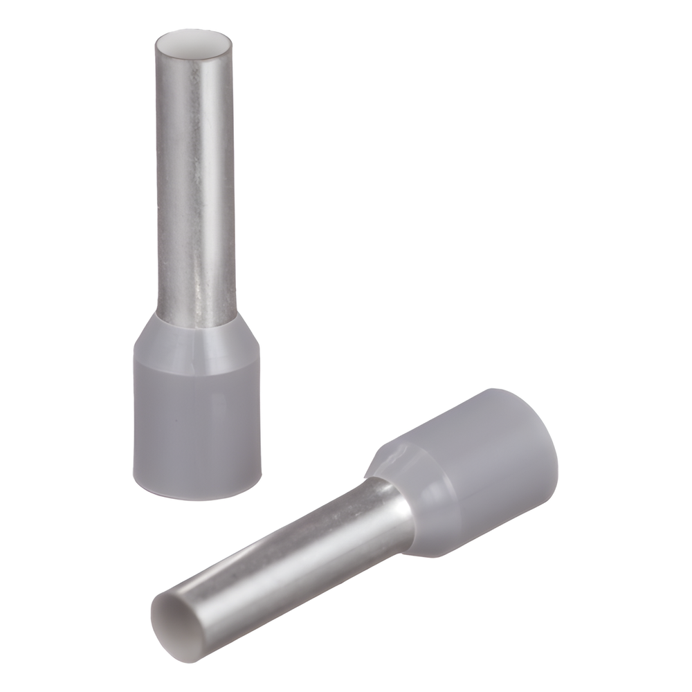 Ferrule Aislado para cabldes 12 AWG, Pin de 12mm de Longitud, Mango Color Gris, Paquete 100Pz