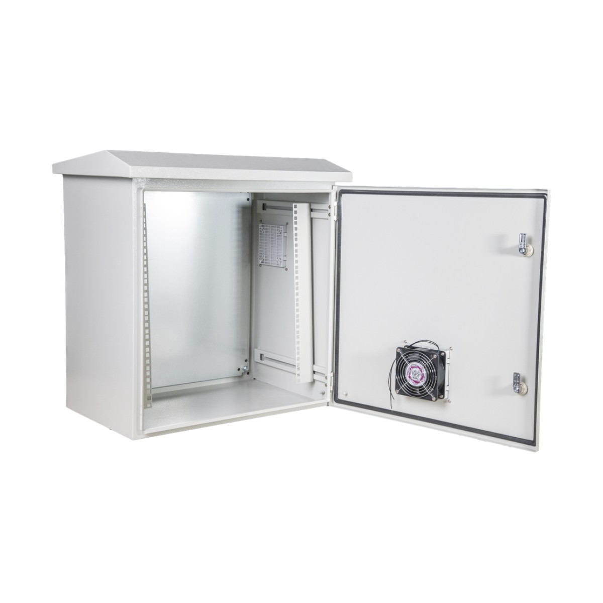Gabinete con Rack 19" 11U de Acero / IP55 / Exterior o interior /  Placa Trasera Interna/ Ventilador / Ventilas / Filtros / Terminal de Tierra / 593 x 609 x 399 mm