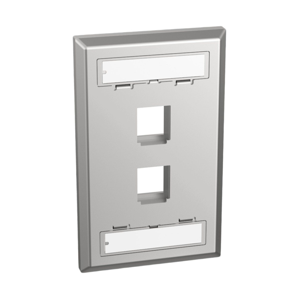 Placa de Pared Vertical, Salida Para 2 Puertos Keystone, Con Espacios Para Etiquetas, de Acero Inoxidable