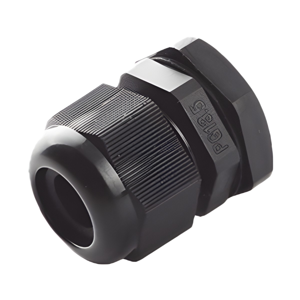 Conector Plástico Negro Tipo Glándula, para Cable de 6 a 12 mm de Diámetro.